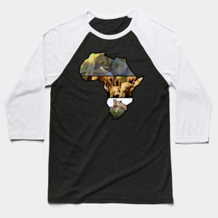 African Wildlife Continent Collage Baseball T-Shirt